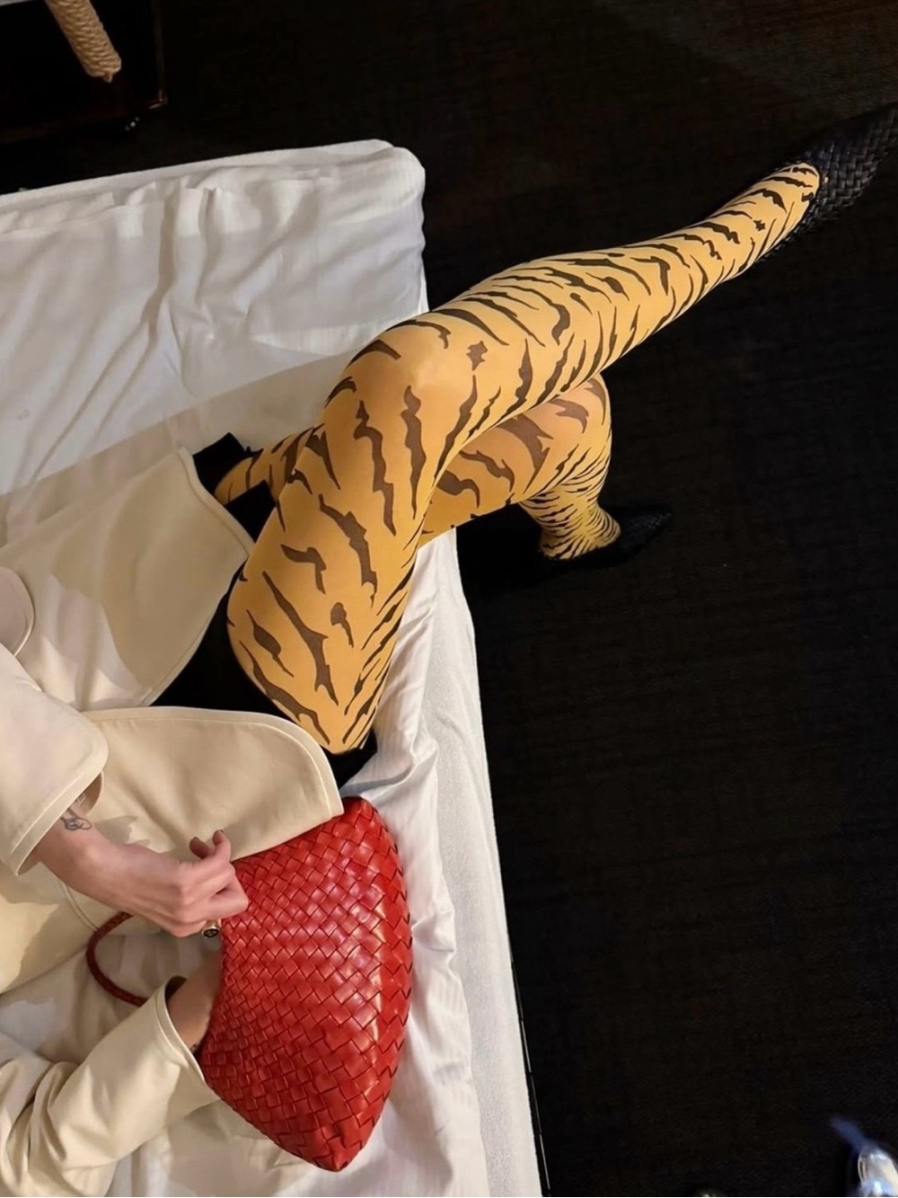 SWEDISH STOCKINGS X LEANDRA MEDINE COHEN ROXANA TIGER TIGHTS IN ORANGE - Picture 16 of 16